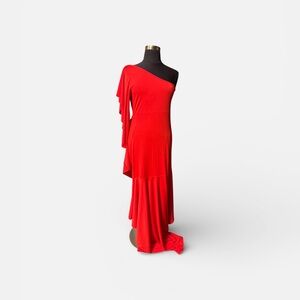 Chic One-Shoulder Red Dress